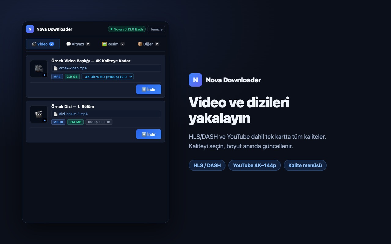 Video ve kalite seçimi